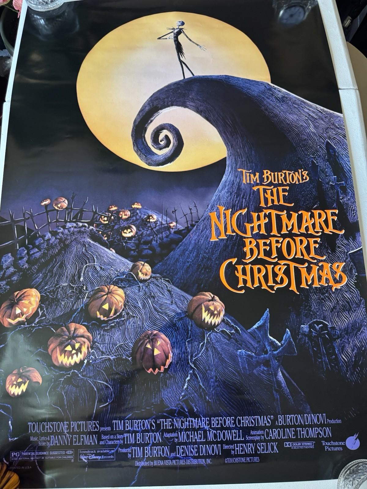THE NIGHTMARE BEFORE CHRISTMAS ORIGINAL One Sheet Poster 1993 Single Sided
