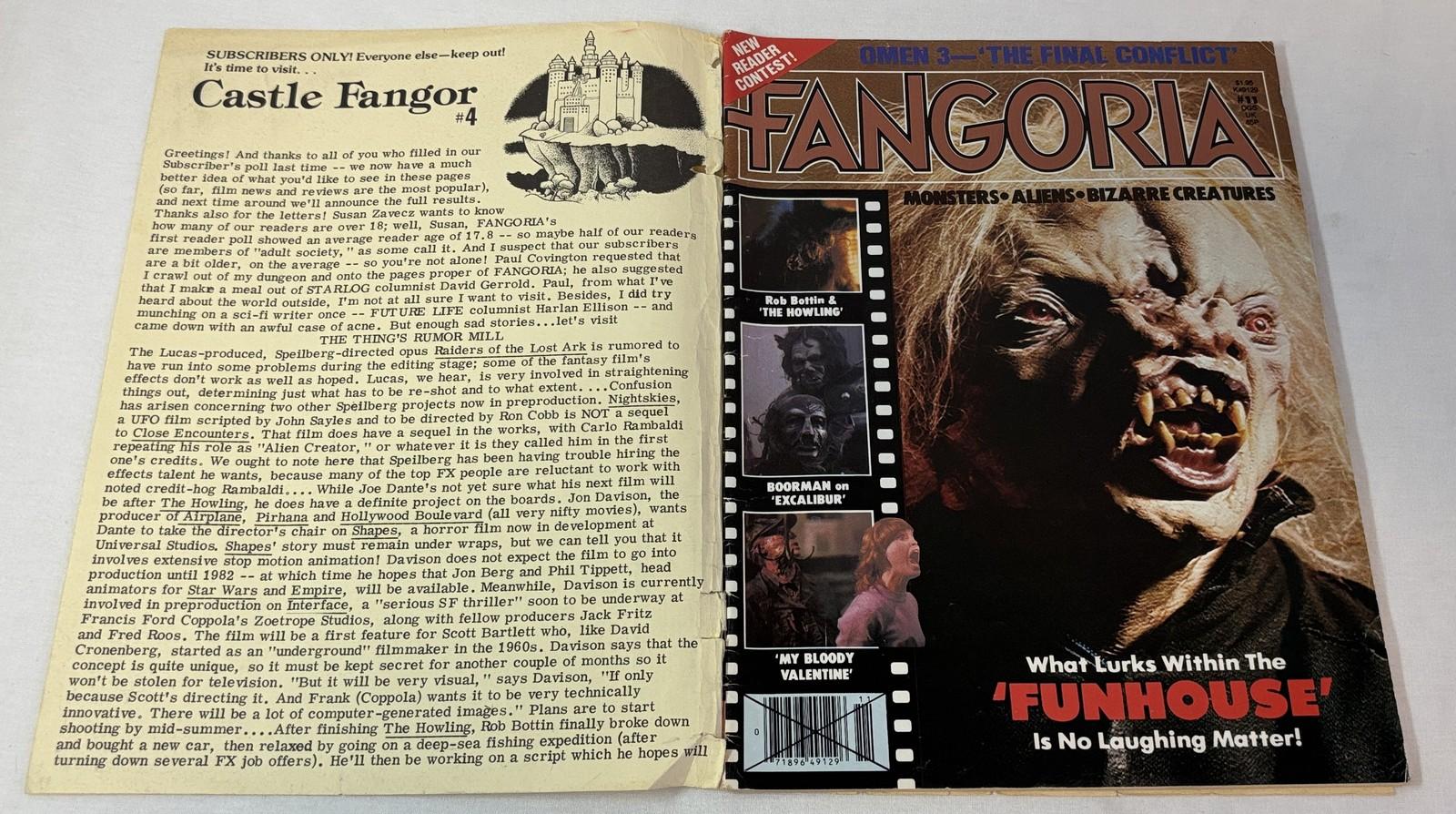 1981 FANGORIA #11 w/Castle Fangor~Funhouse, The Howling, My Bloody Valentine