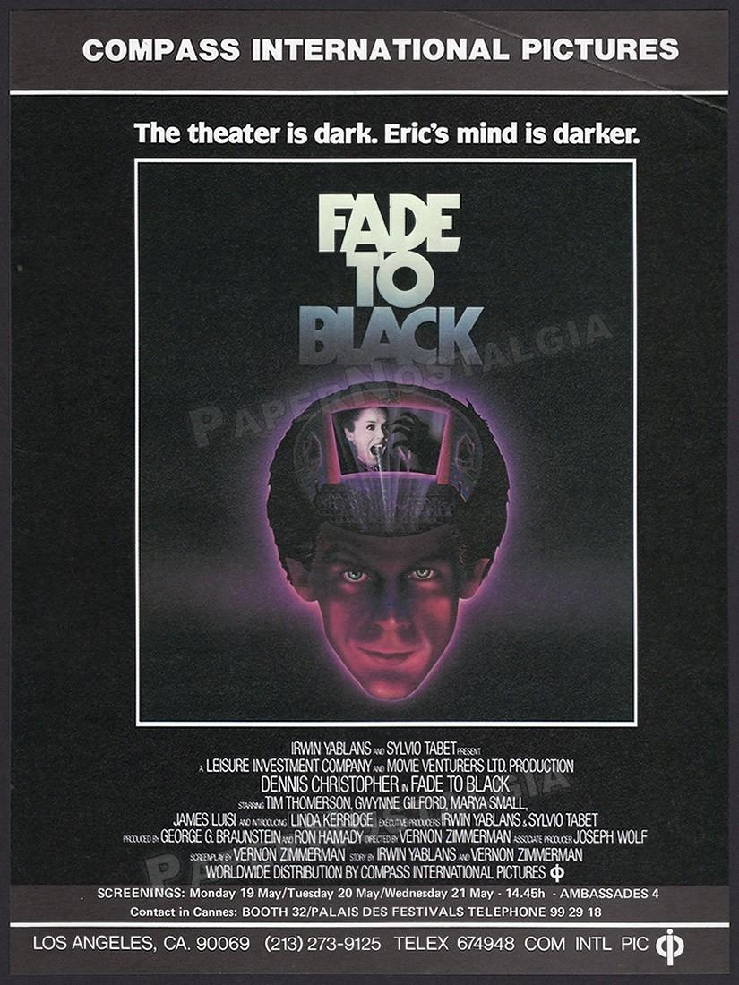 FADE TO BLACK – Original 1980 Trade AD / ADVERT – Compass Intl. Cannes promo