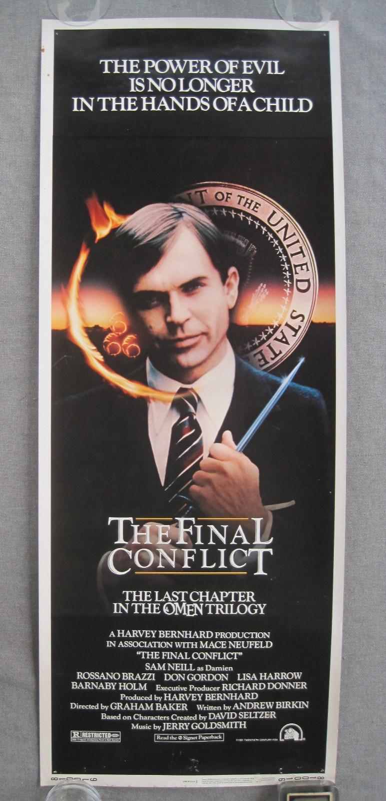 VINTAGE 1981 THE OMEN : THE FINAL CONFLICT ORIGINAL INSERT MOVIE POSTER 14x36"