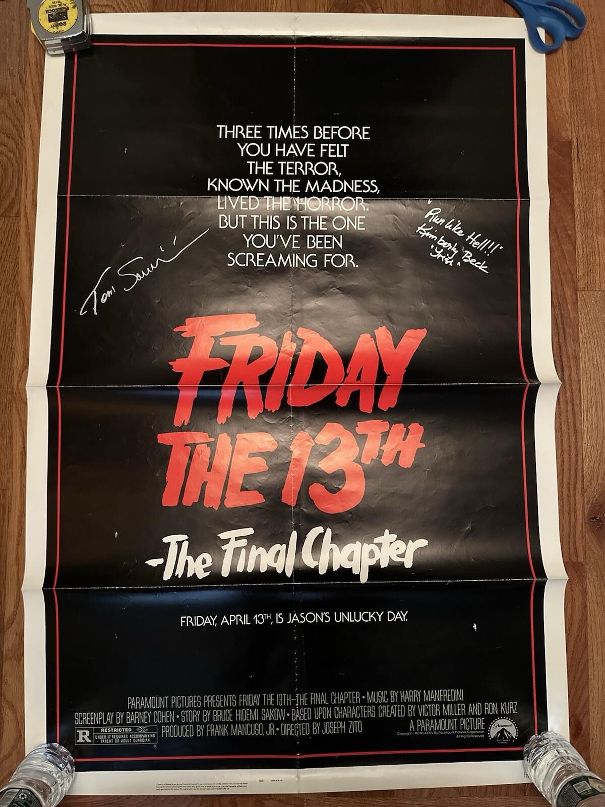 Friday The 13th The Final Chapter Signed SAVINI / BECK - Original Poster 1984