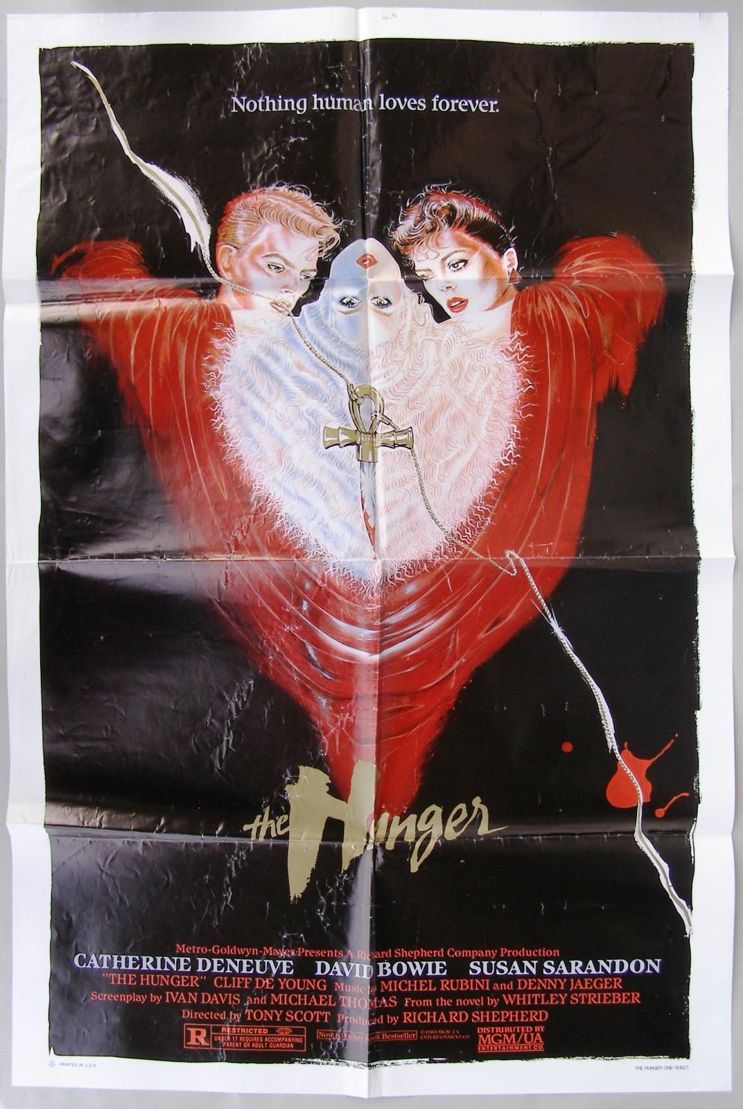 THE HUNGER, David Bowie, Catherine Deneuve, Susan Sarandon Movie One Sheet 1983