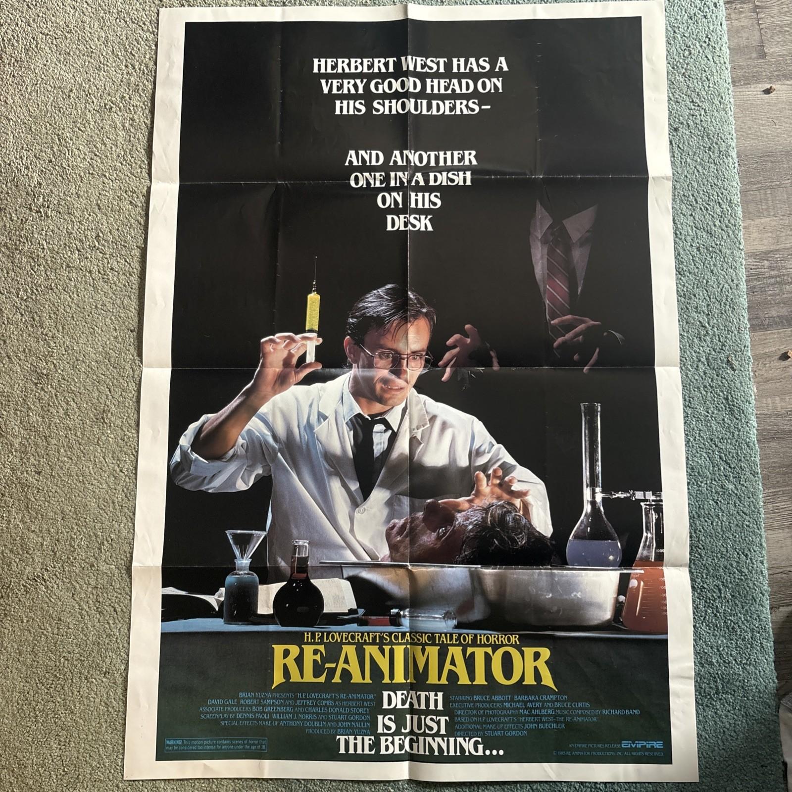 Re-Animator (1985) Original 1 Sheet Movie Poster 27x41 Unrated Horror Lovecraft