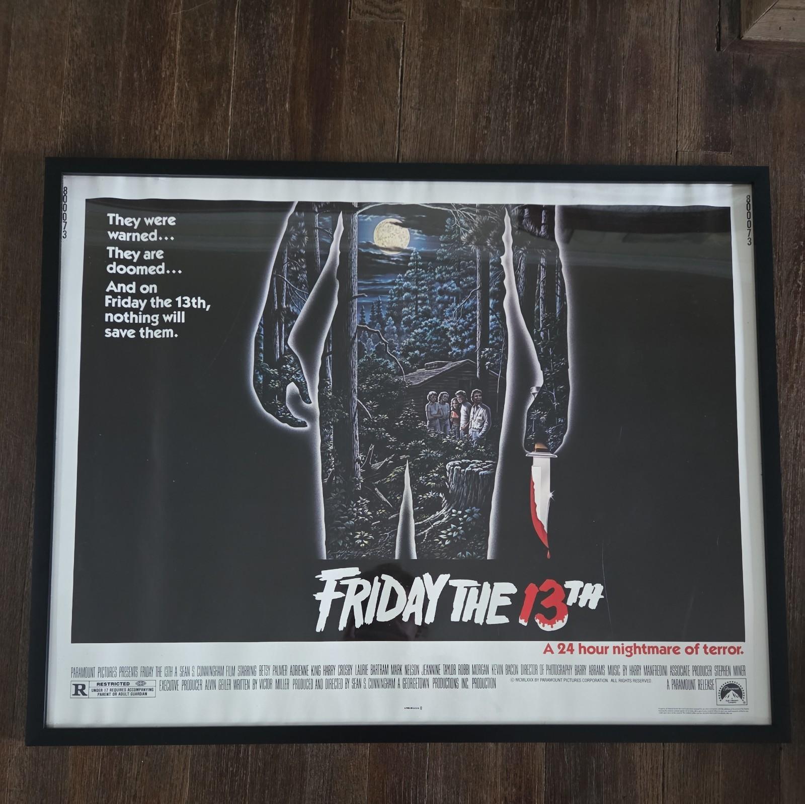 1980 "FRIDAY THE 13TH"  28x22" rolled half sheet  Horror
