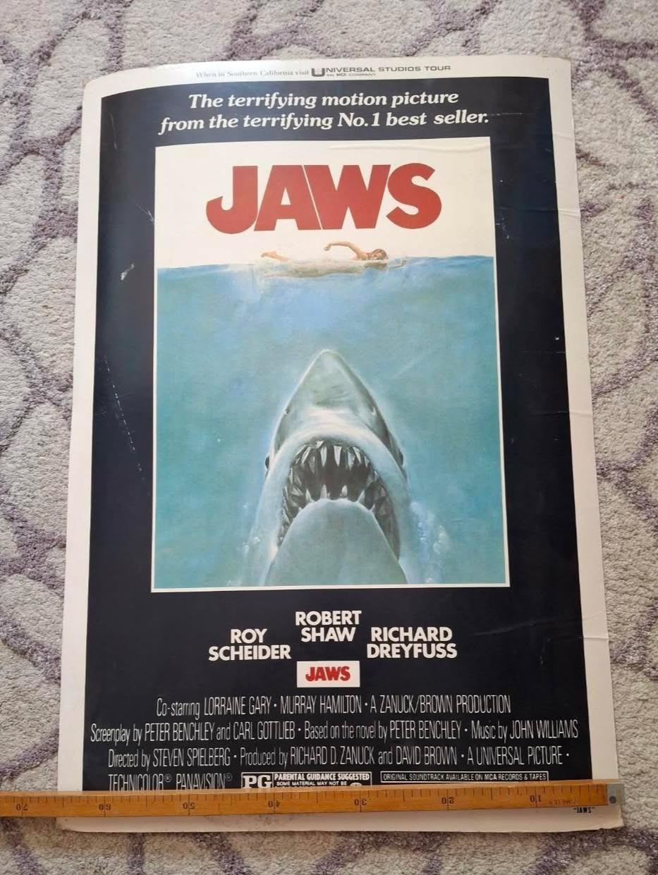 Original 1975 Jaws Movie Poster Spielberg - Rare! 