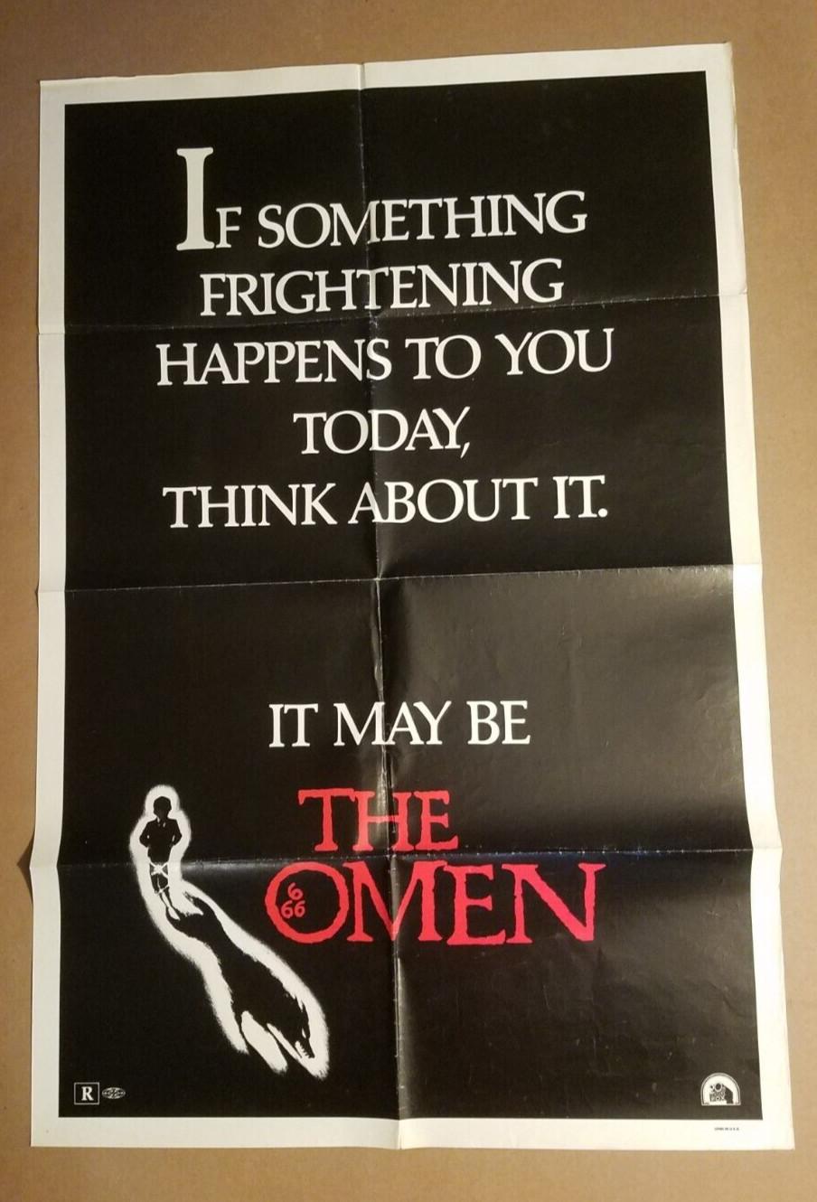THE OMEN 1976 Original 27"x41" One-sheet poster UNCOMMON ADVANCE Gregory Peck 💀