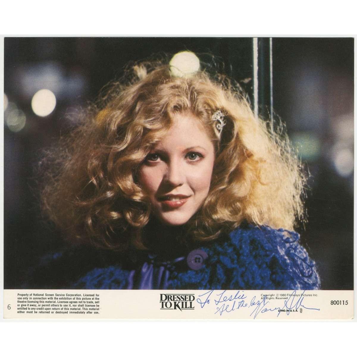 DRESSED TO KILL Lobby Card Signed by NANCY ALLEN  - 8x10 in. - 1980 - Brian de P
