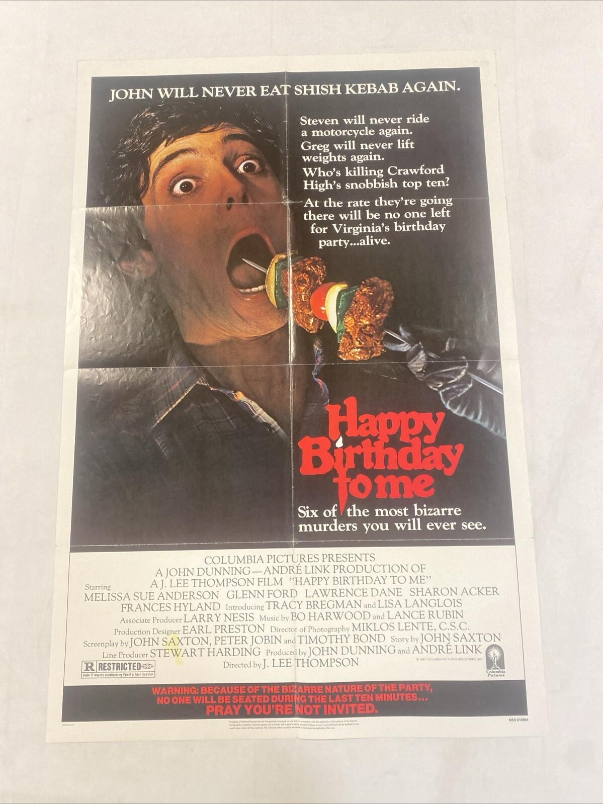 1981 HAPPY BIRTHDAY TO ME ORIGINAL 27X41 ONE SHEET MOVIE POSTER HORROR SLASHER