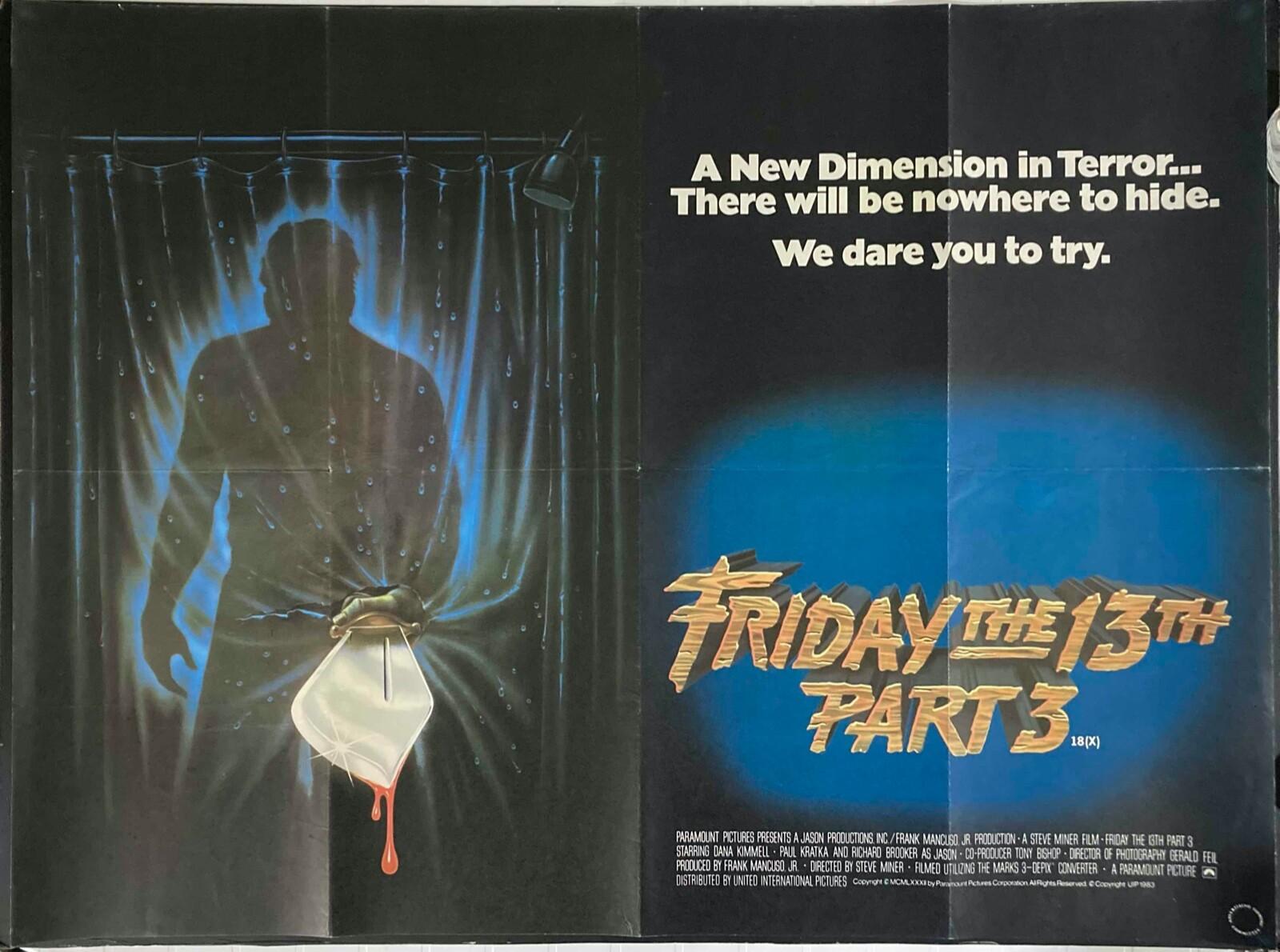 Friday the 13th Part III ORIGINAL Quad Movie Cinema Poster Steve Miner 1982