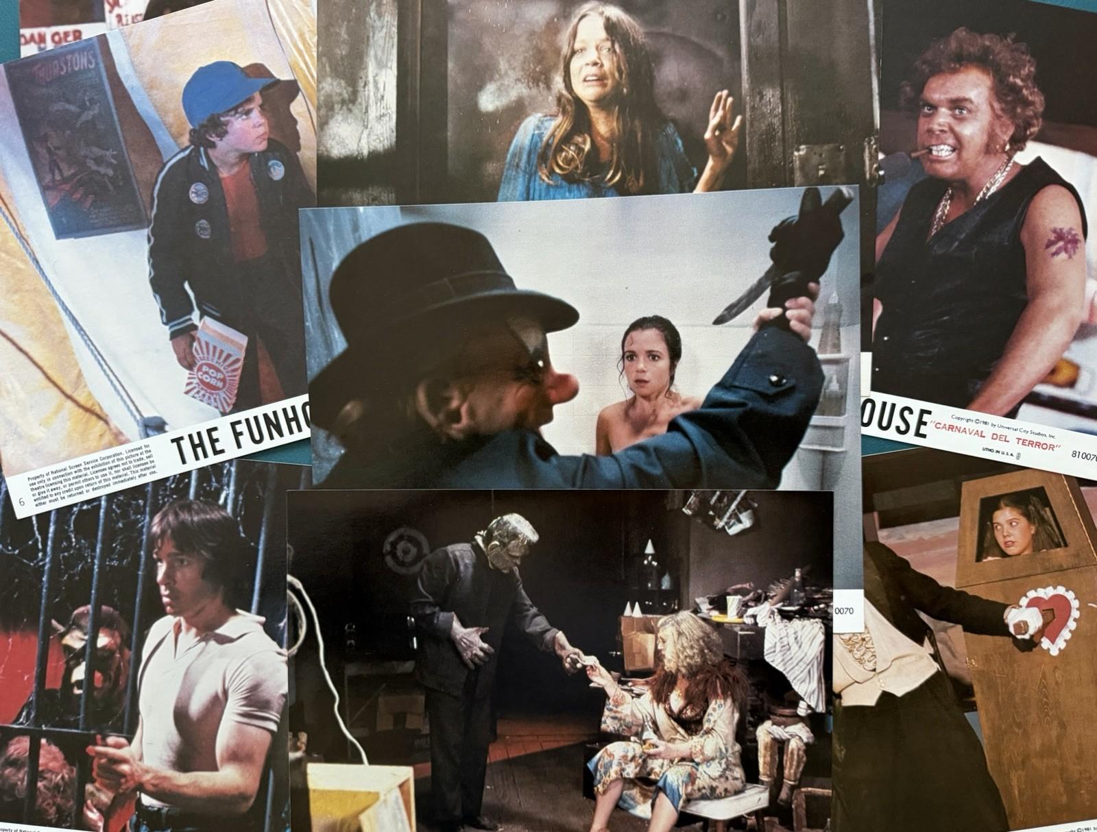 THE FUNHOUSE ELIZABETH BERRIDGE KEVIN CONWAY TOBE HOOPER LOBBY CARD SET 1981