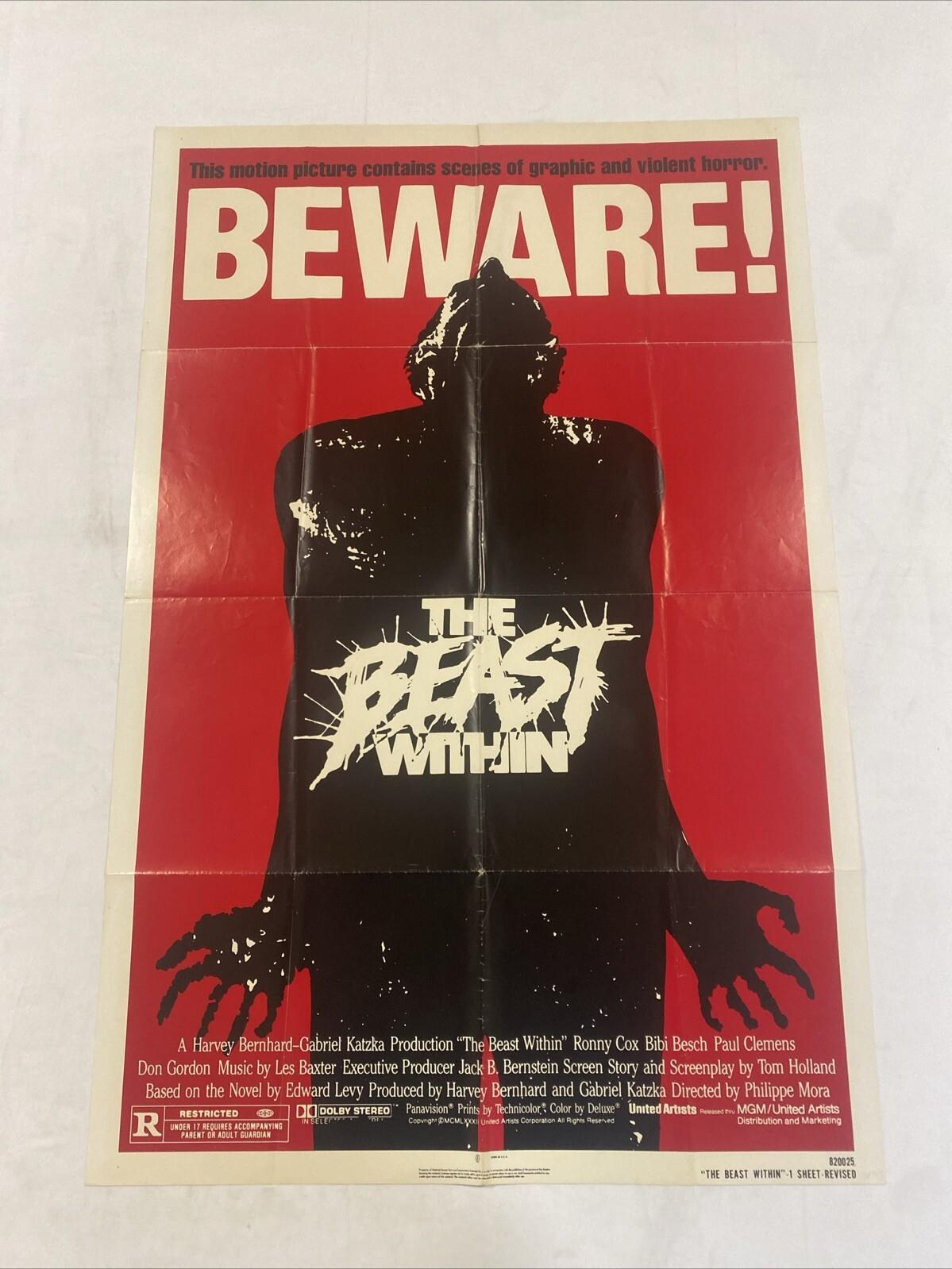 1982 THE BEAST WITHIN ORIGINAL 27x41 ONE SHEET US MOVIE POSTER HORROR SLASHER