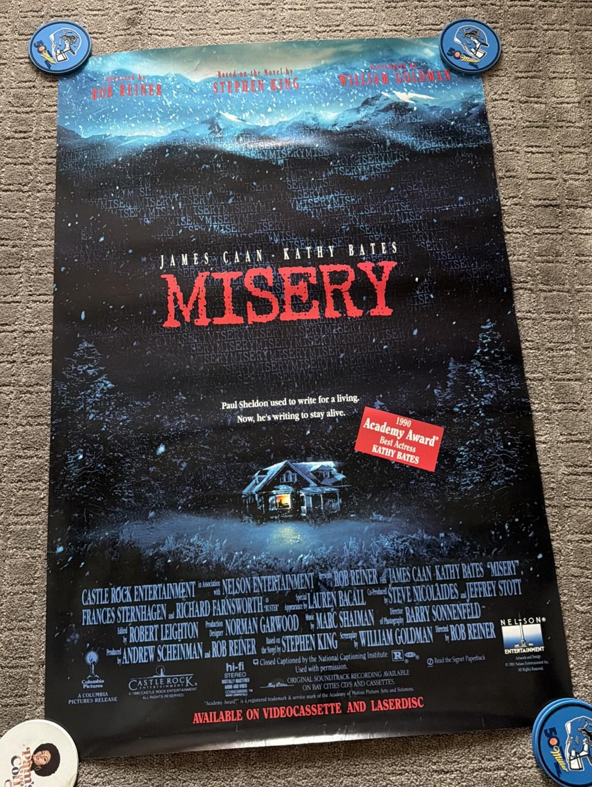 MISERY 1991 JAMES CAAN / KATHY BATES  ORIGINAL VIDEO POSTER 25x28 Rolled Rare