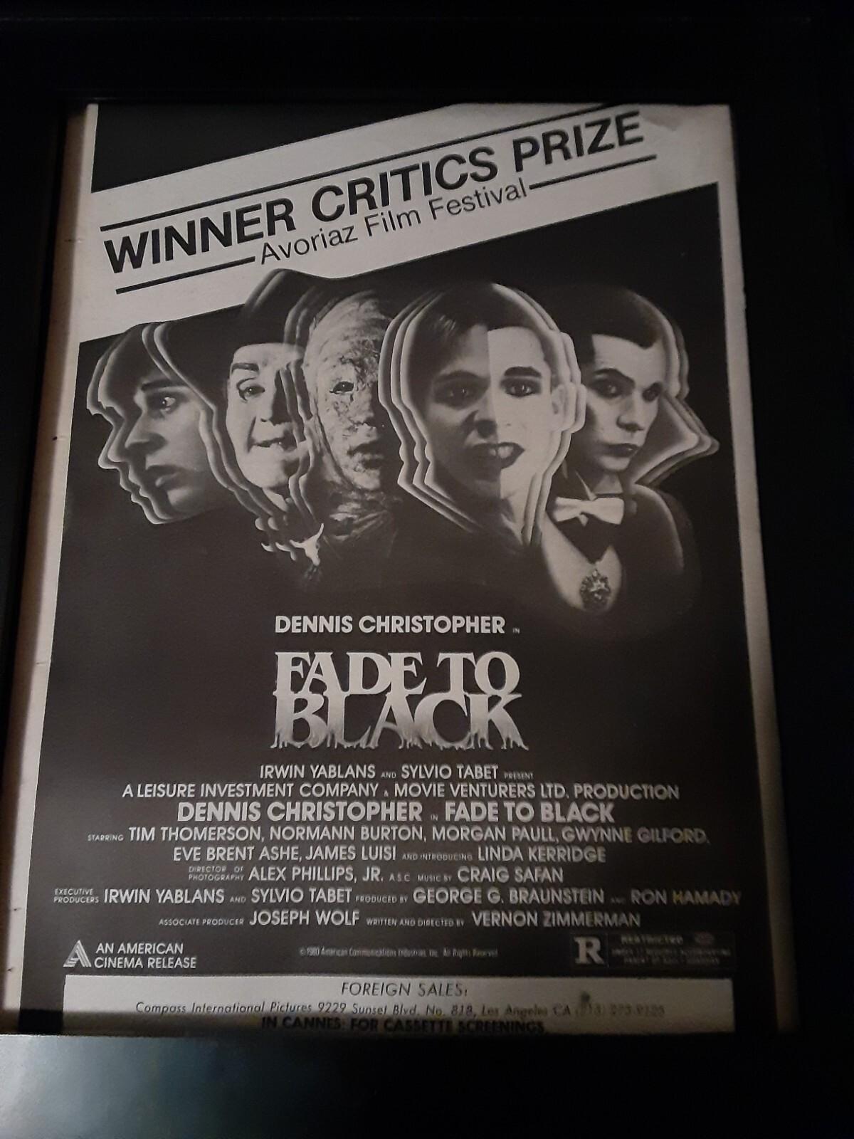 Fade To Black Dennis Christopher Rare Original Promo Poster Ad Framed!