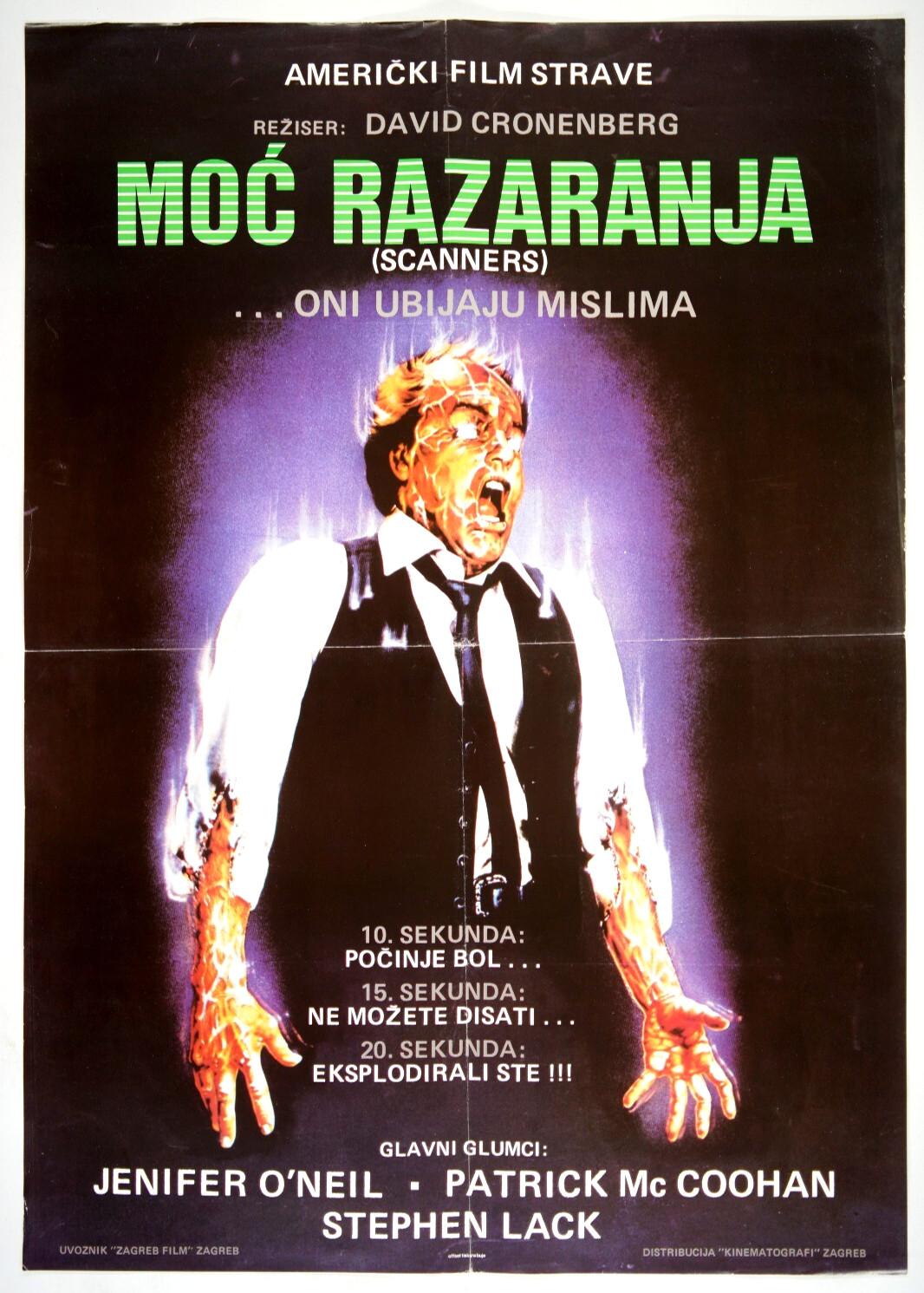 SCANNERS Original RARE xYU movie poster 1981 DAVID CRONENBERG CULT HORROR SCI-FI