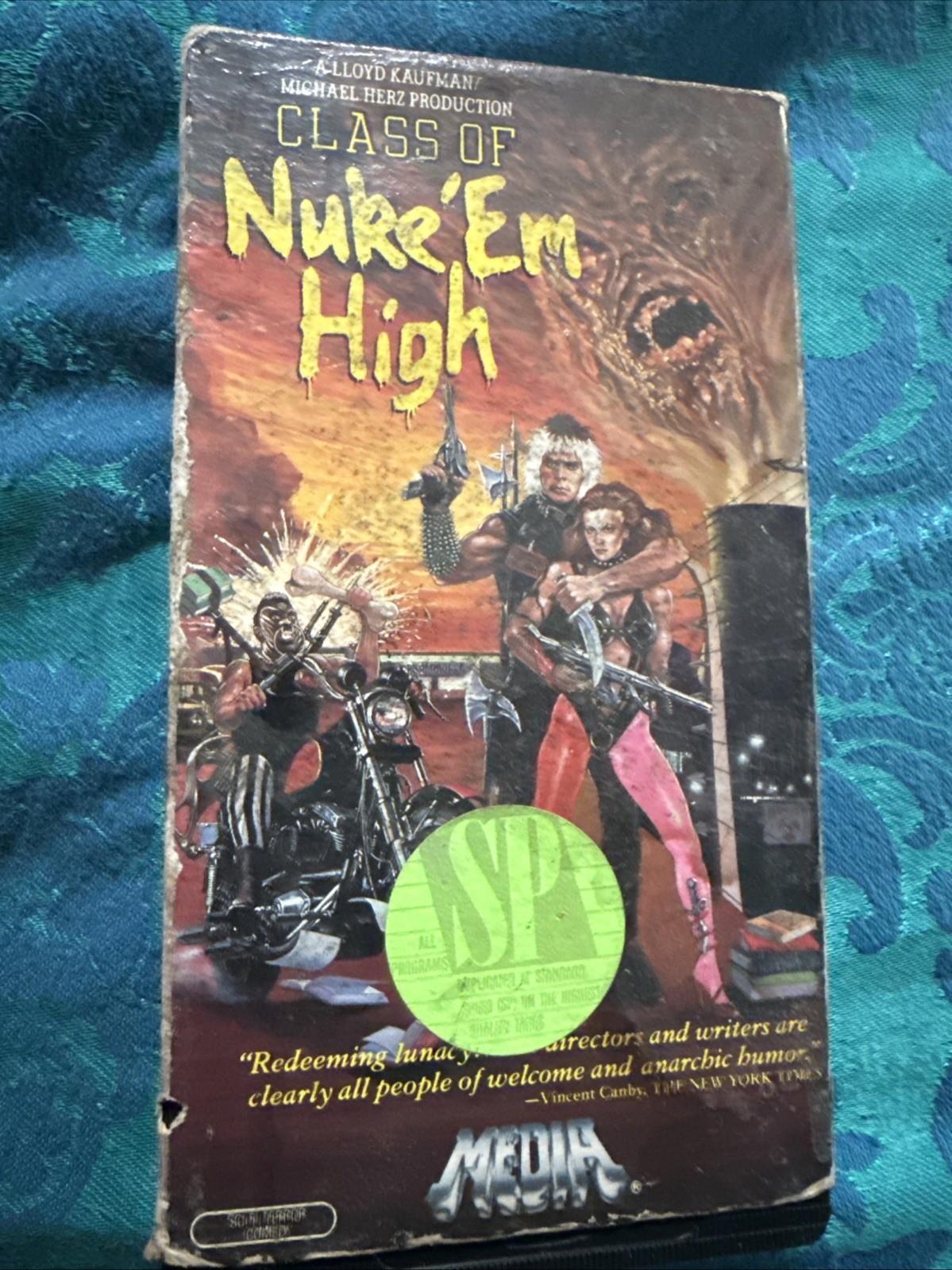 Class of Nuke' Em High VHS Tape W Original Case Troma, Inc 1986 SP Sticker