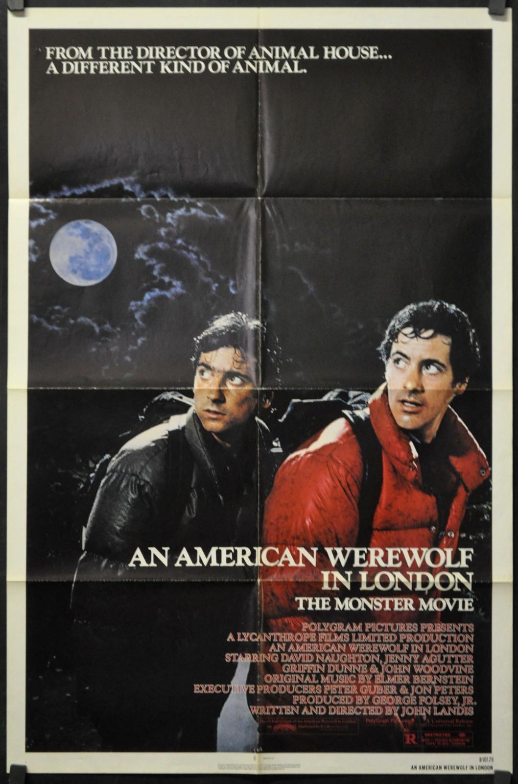 An AMERICAN WEREWOLF In LONDON 1981 ORIGINAL 27X41 MOVIE POSTER DAVID NAUGHTON