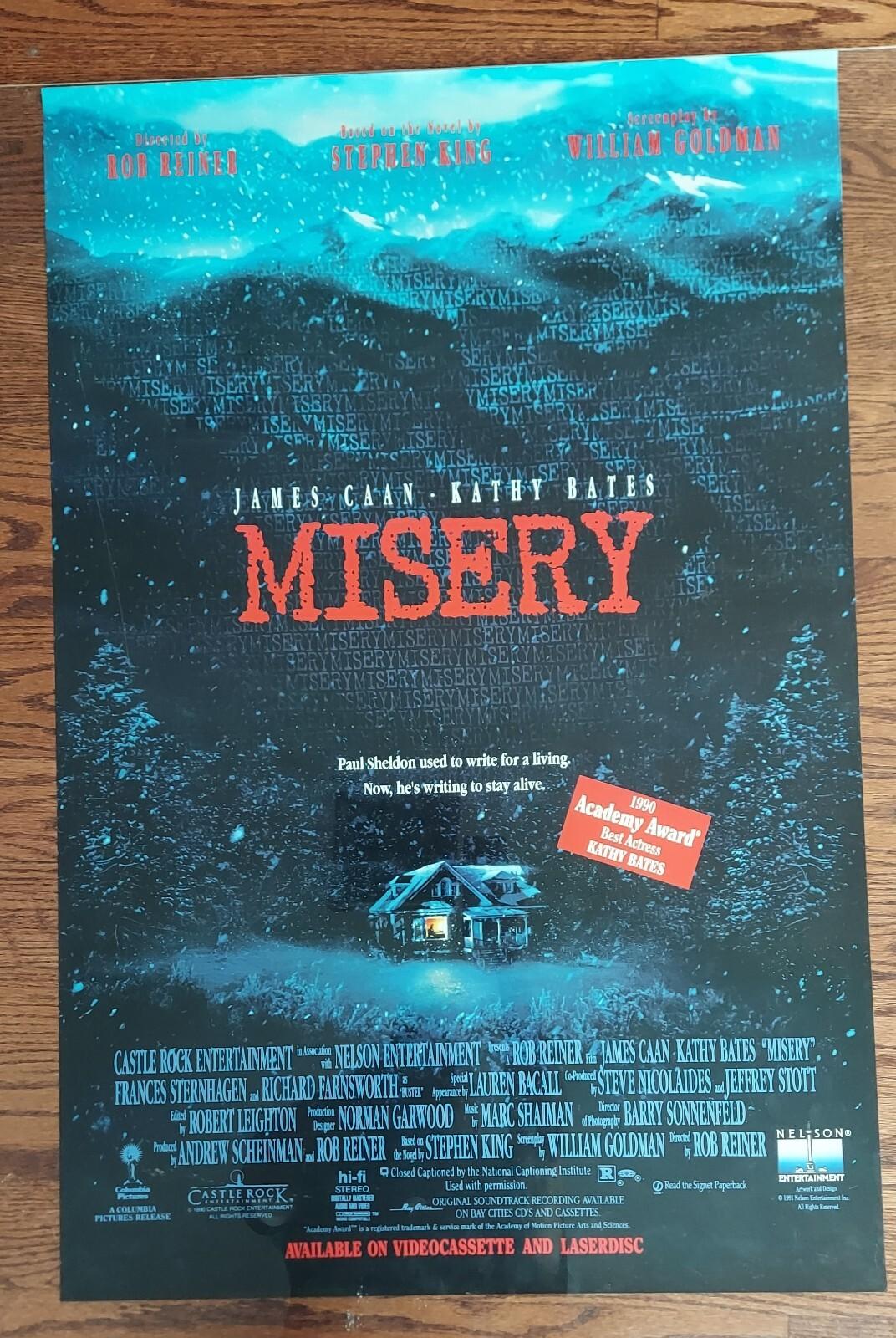 MISERY ORIGINAL ONE SHEET MOVIE POSTER VHS Release KATHY BATES STEPHEN KING 38" 