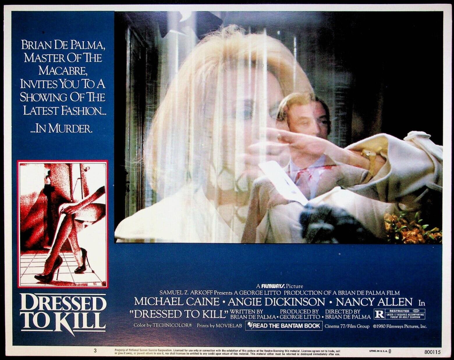 Dressed to Kill 1980 Original Movie Lobby Card #3 Angie Dickinson Michael Caine