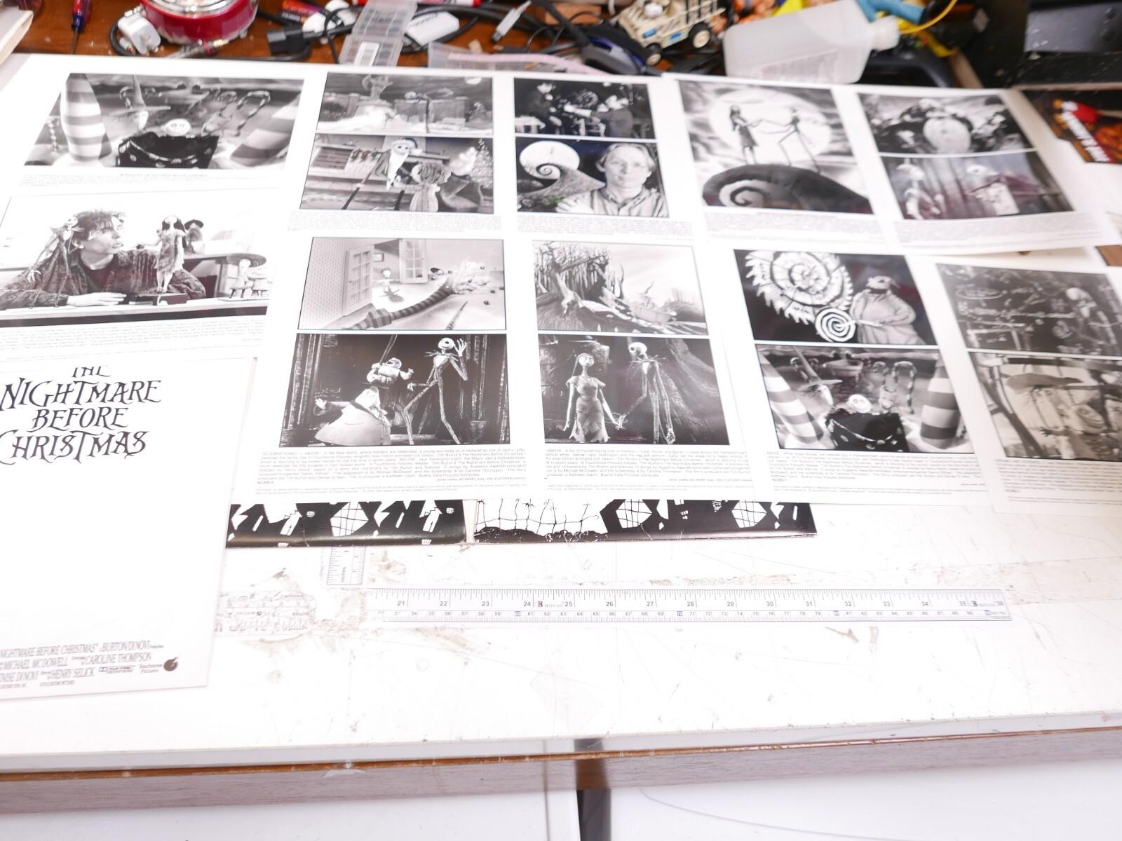 Rare Tim Burton's Nightmare Before Christmas Movie Press Kit w/ 10 Photos Stills