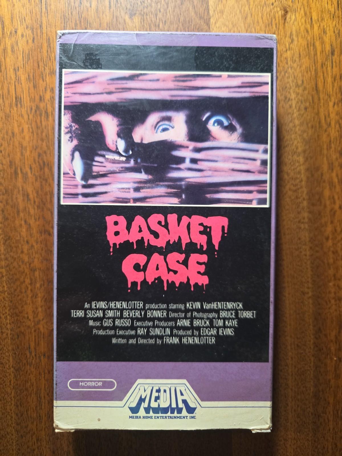 Basket Case VHS 1983 1st MEDIA 'White Stripe' Release W/Shrink *Douple Flap* EX 