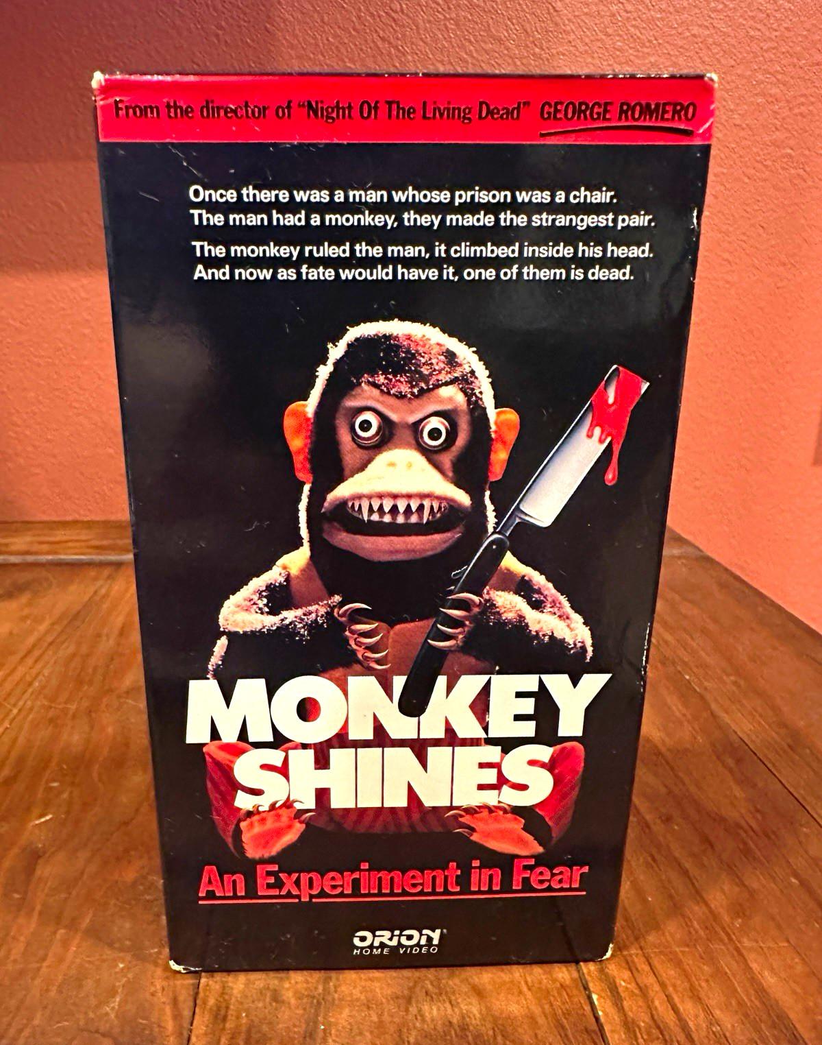 Monkey Shines (1988) VHS 1989 Orion Home Video George A. Romero 1st Print Horror
