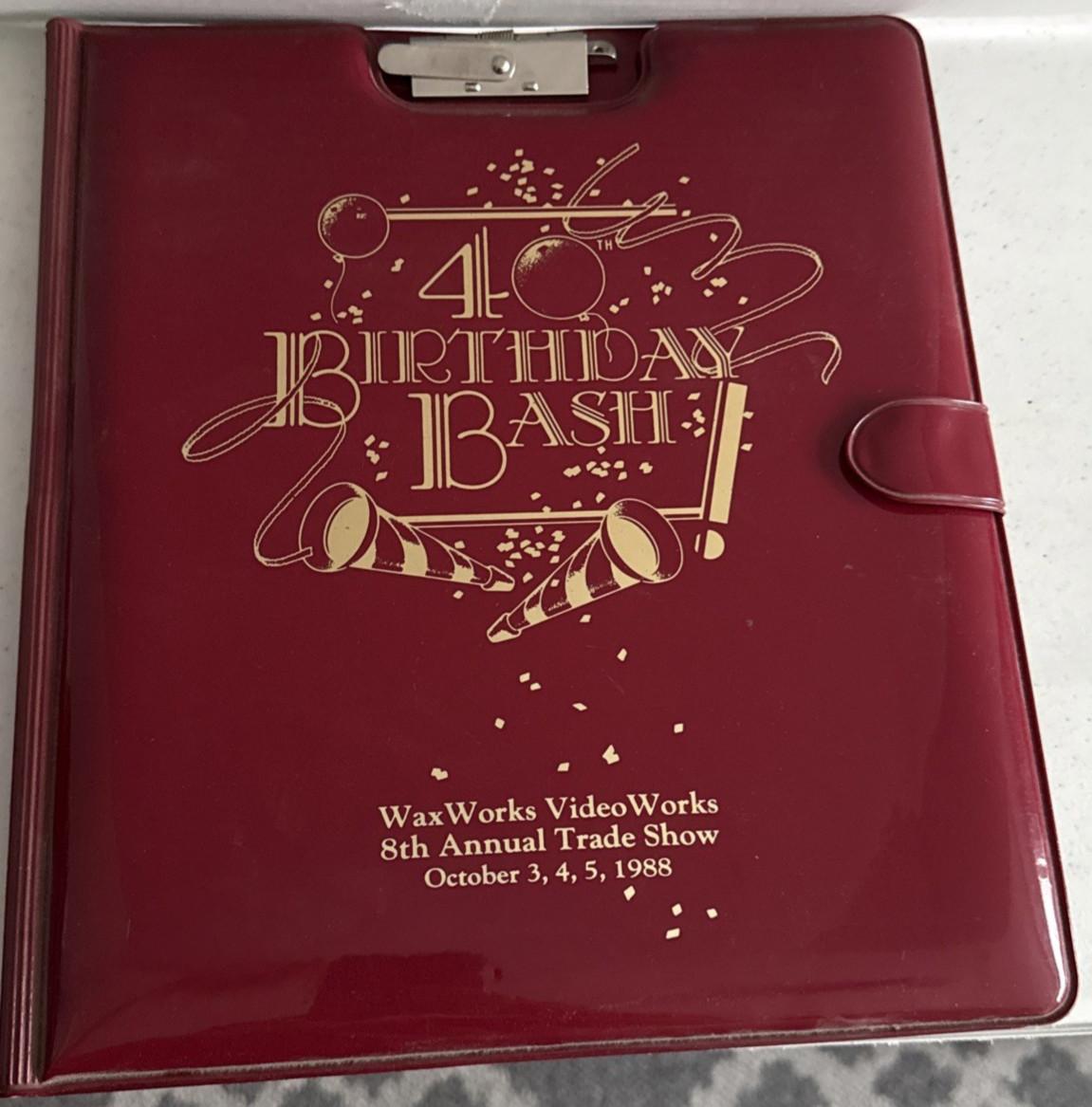 Wax Works WaxWorks Video Works 40th Birthday Bash Promo Binder 1988 trade show
