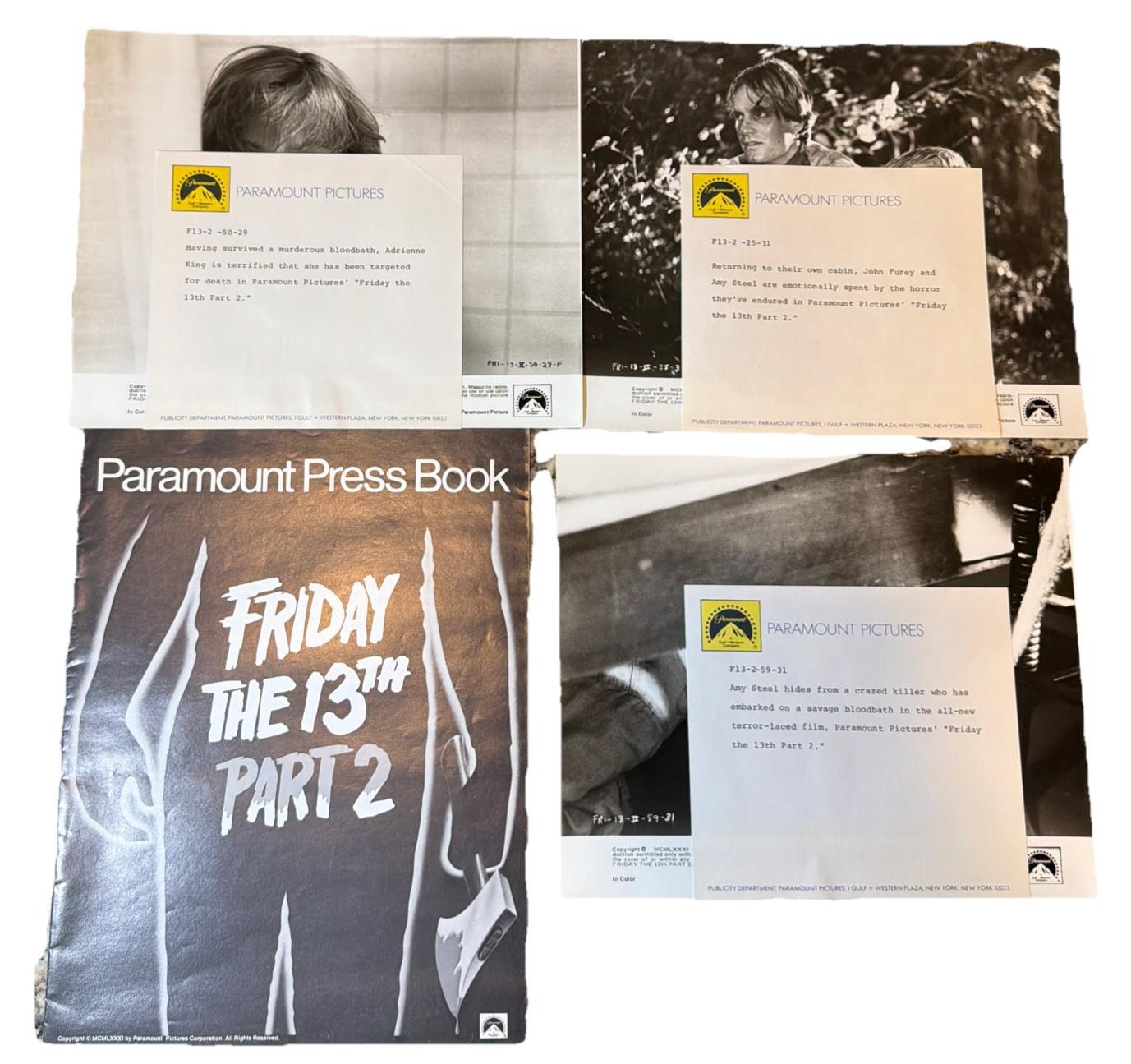 FRIDAY THE 13TH PART 2 PARAMOUNT PRESS BOOK 1981 RARE + 3 B&W Photographs