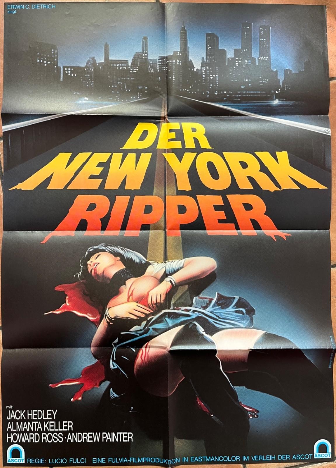 NEW YORK RIPPER Lucio Fulci GERMAN A1 movie poster 1982 Jack Hedley E. Sciotti