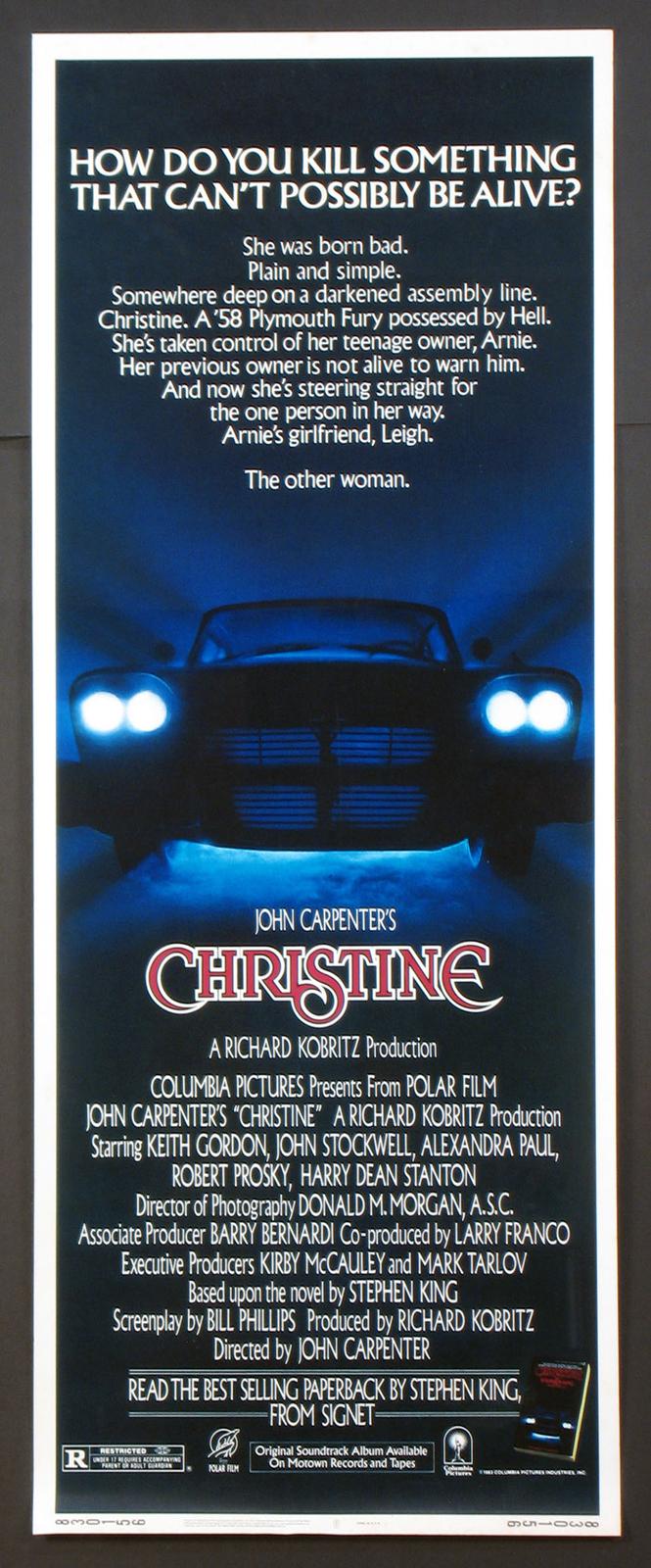 CHRISTINE JOHN CARPENTER HORROR ‘58 PLYMOUTH FURY 1983 INSERT NEAR MINT ROLLED