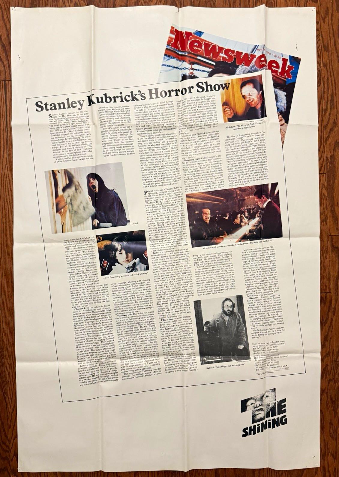 Vintage The Shining 1980 Original 40x60 Movie Poster Stanley Kubrick Horror RARE