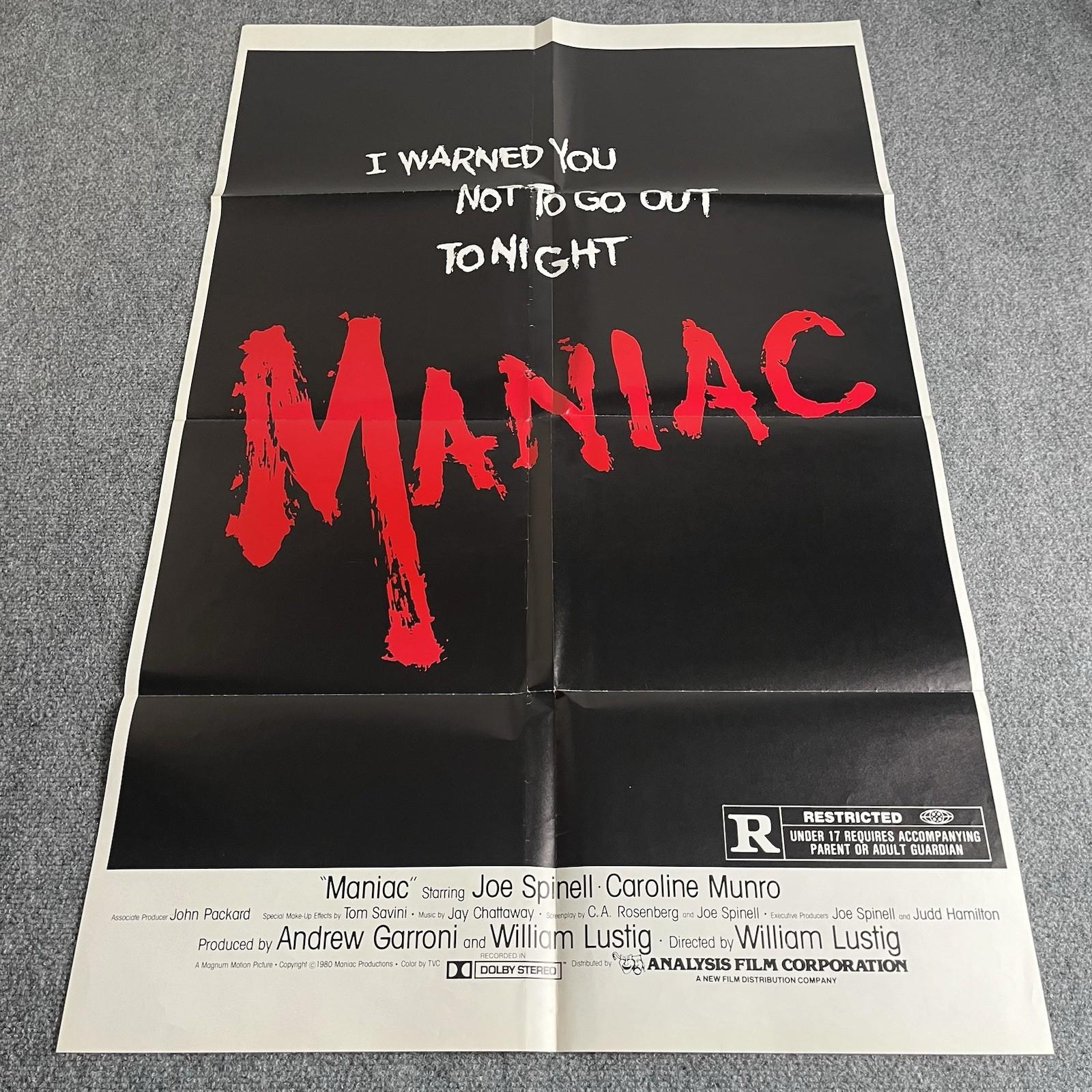 MANIAC 1980 Original 27x41 One-sheet Poster Lustig Horror Rare Grindhouse