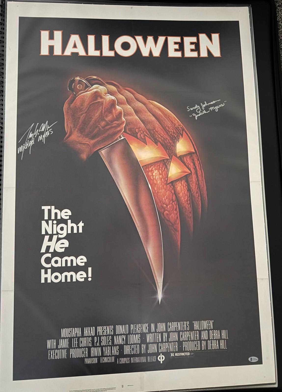 Halloween Original Movie Poster 1978 Signed By Tony Moran & Sandy Johnson w/insc