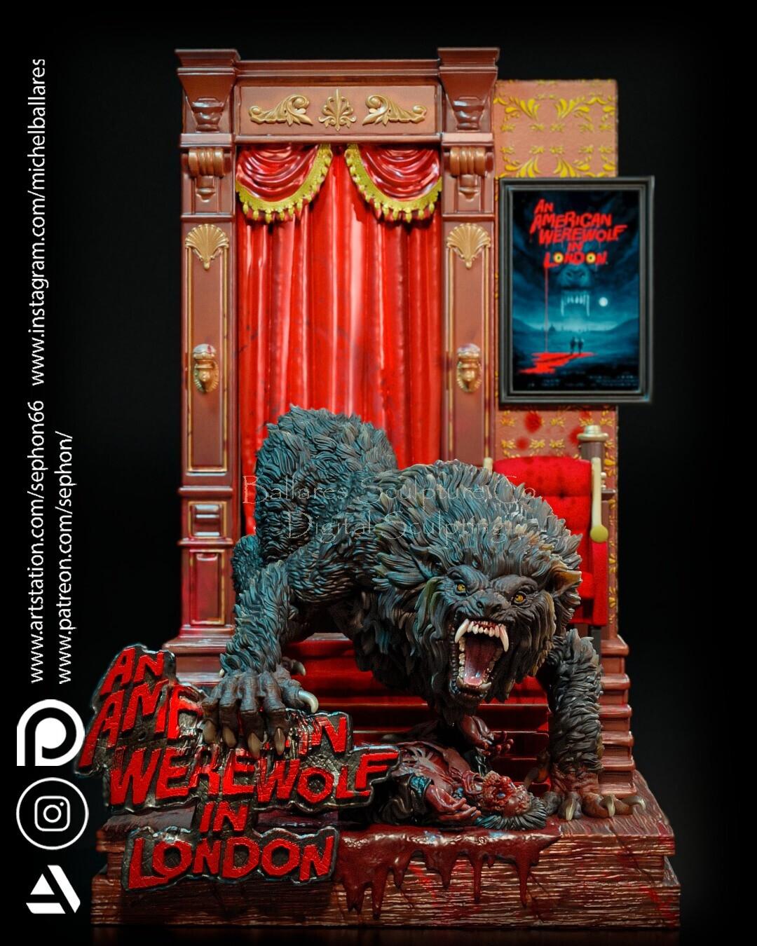 American Werewolf in London 3D Print, Unpainted Werewolf Monster Model Kit