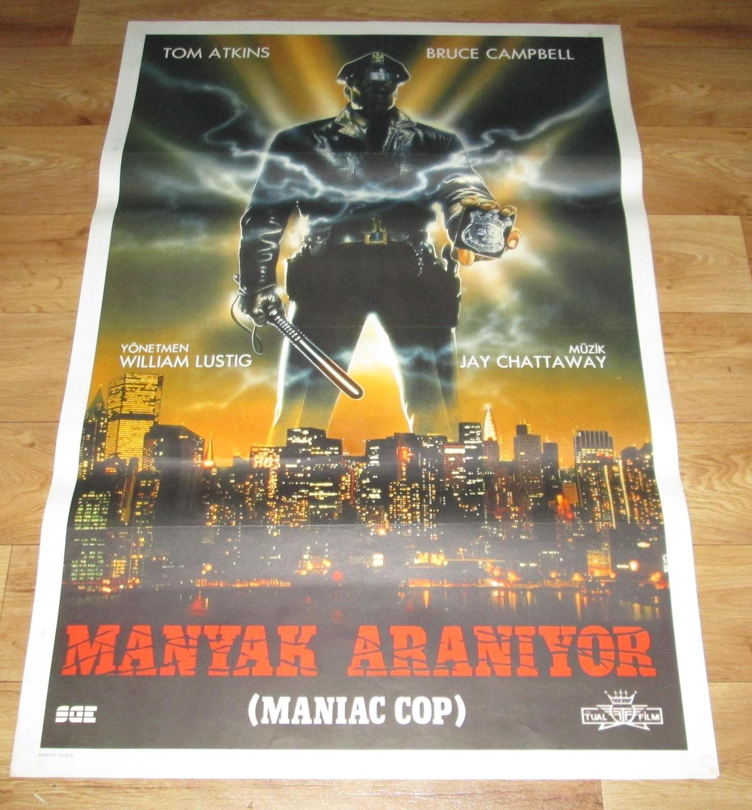 MANIAC COP Casaro Art 1988 Bruce Campbell ORIGINAL 27x40 Turkish Movie Poster