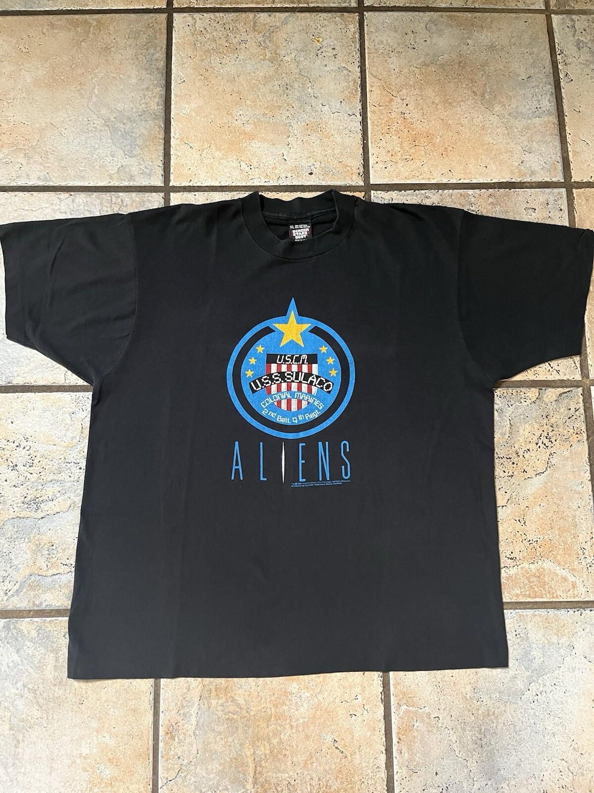 Vintage ALIENS 1986 movie promo t shirt Unisex Retro Black Rare PA6711
