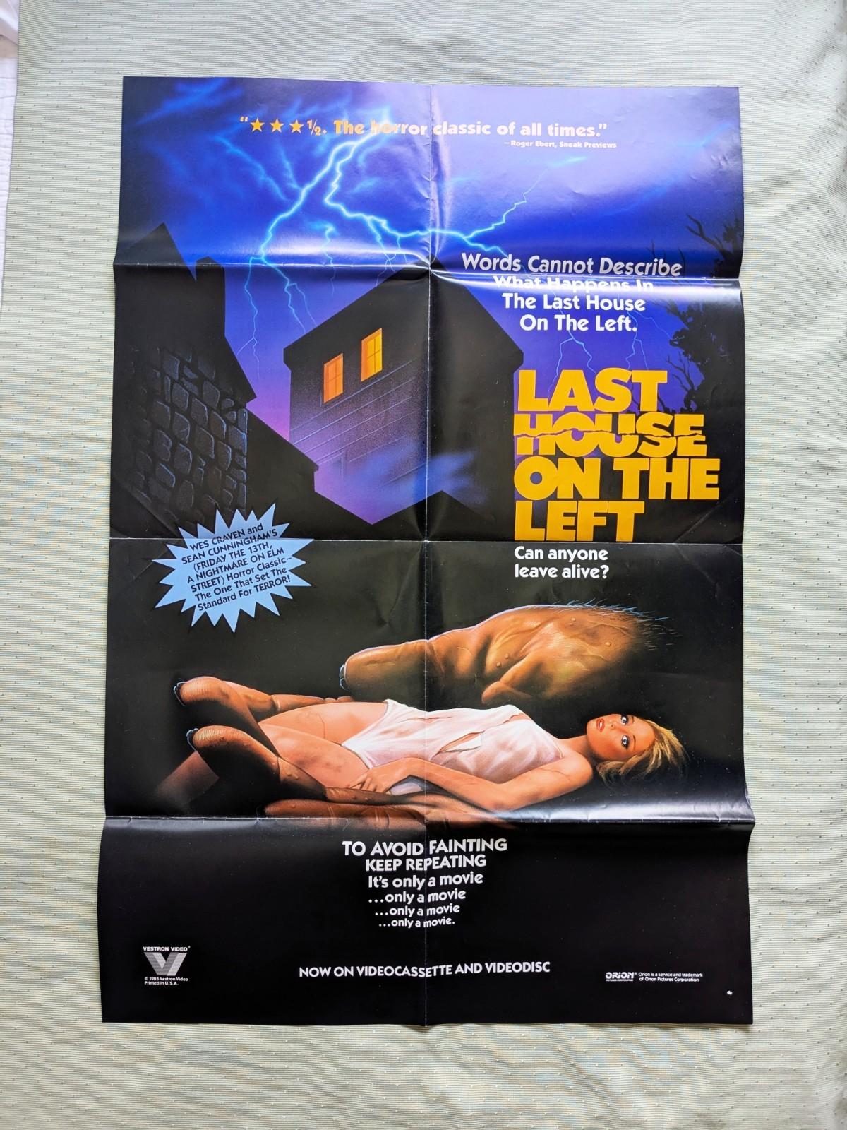 Last House on the Left vintage original Vestron Video Poster Folded 1985