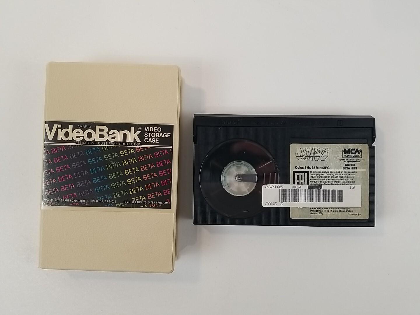 Vintage Jaws 3 Beta Betamax MCA Home Video Hi Fi Stereo 1983 Former Rental Case