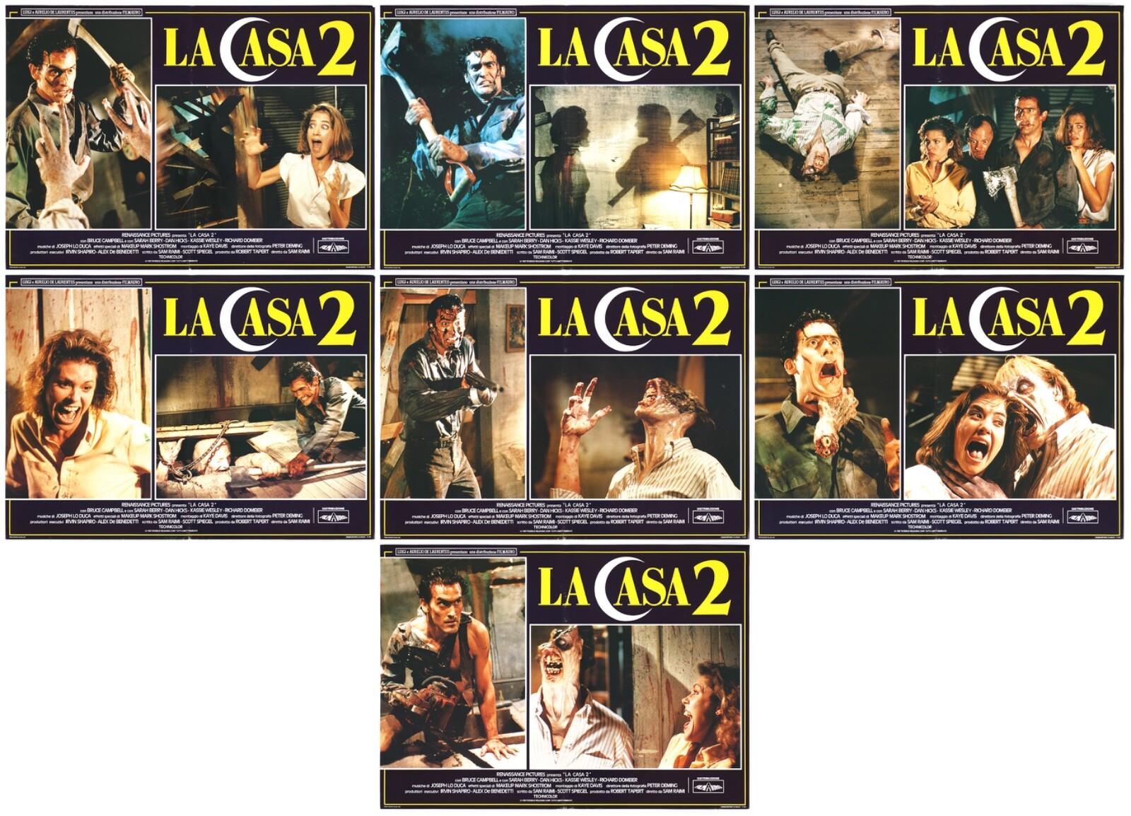 THE HOUSE 2 PHOTO ENVELOPES 7 PCS. BRUCE CAMPBELL SAM RAIMI 1987 EVIL DEAD II...