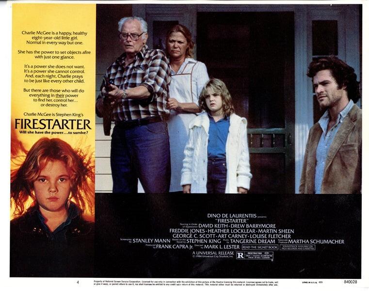 Firestarter Original 11x14 Lobby Card 1984 David Keith Drew Barrymore Art Carney