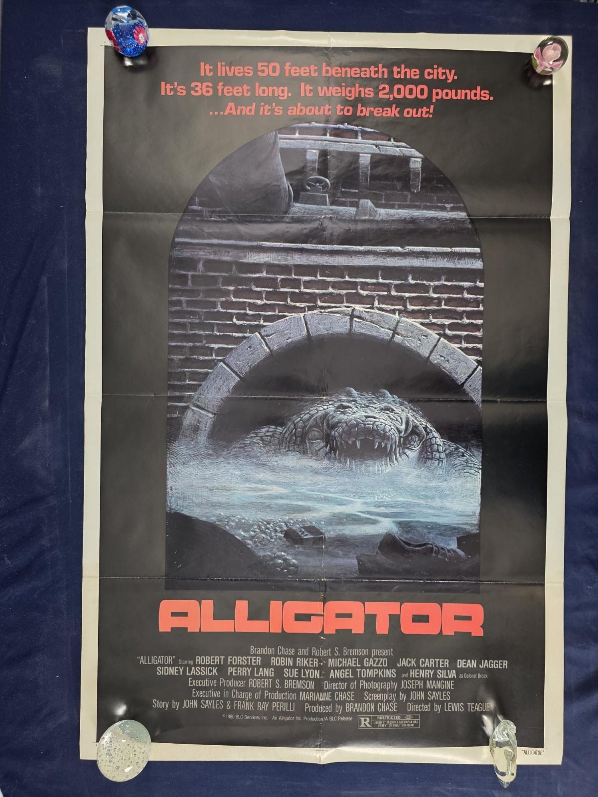 VTG ~ ALLIGATOR ~ 1980 Sci-Fi Horror Original Movie Poster 27x41 VGUC