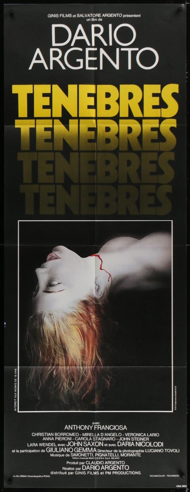 Tenebre Tenebres Darkness French door panel Poster Original  1982 Dario Argento