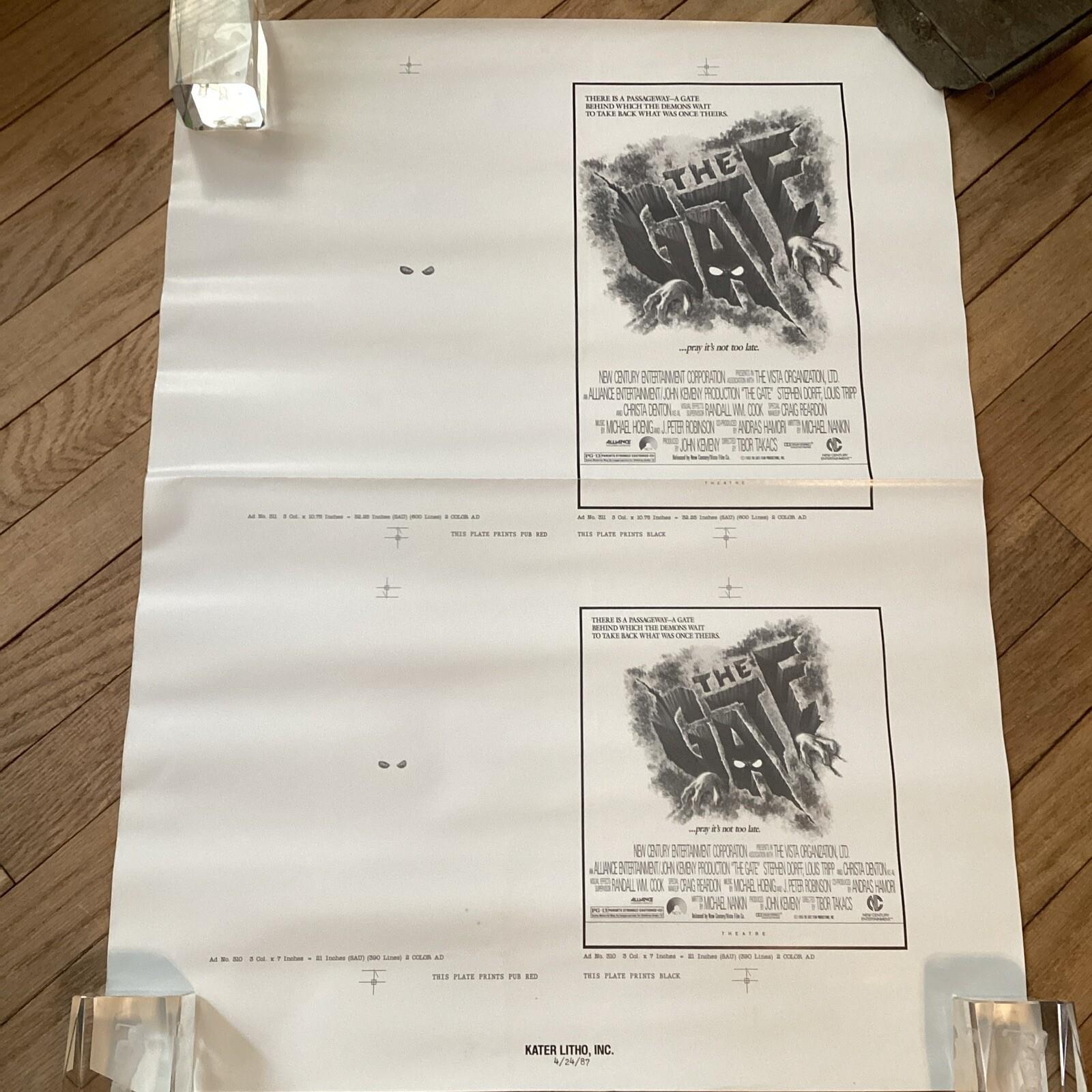 Original 1987 The Gate 18”x24” Pre-Release Movie Newspaper Advertising Slick