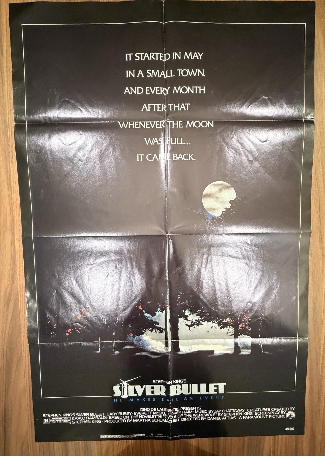 Original 1980s US “Silver Bullet” Movie Poster – Rare Vintage