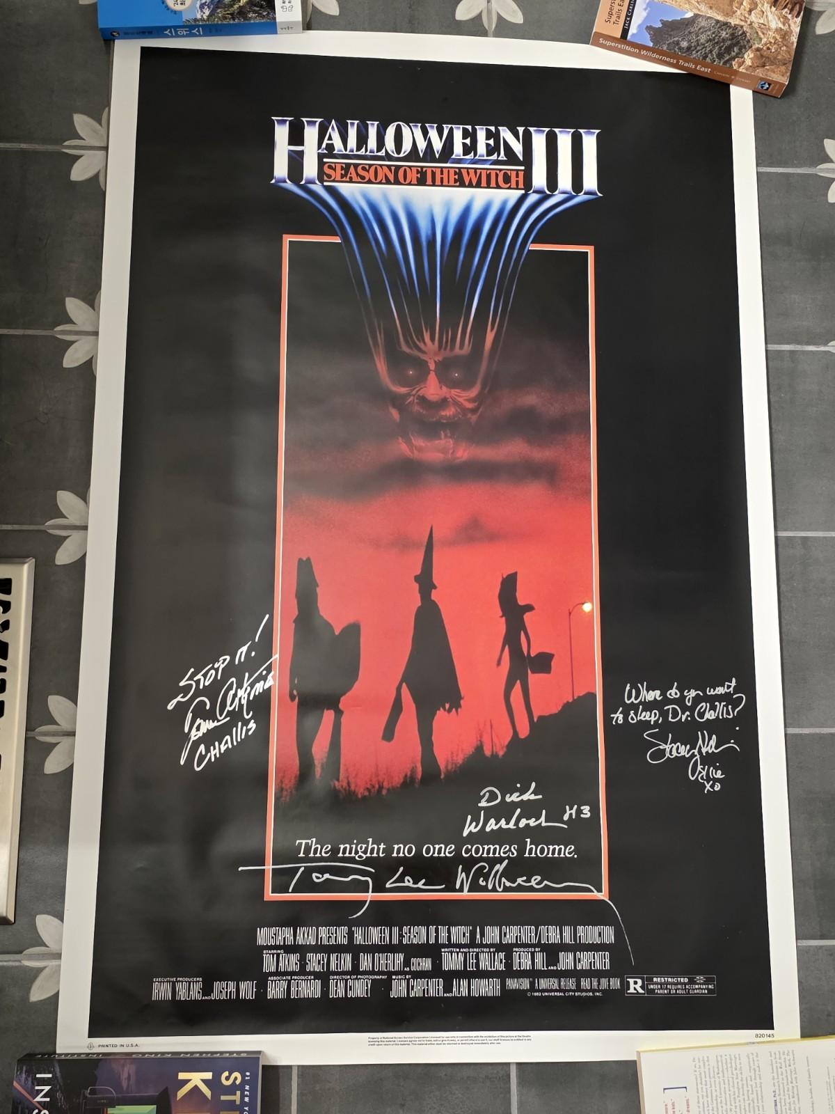 HALLOWEEN 3 III 1982 ORIGINAL MOVIE POSTER SEASON OF THE WITCH AUTO'D x4 JSA