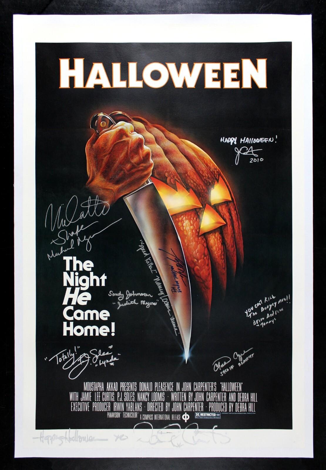 HALLOWEEN 🎃 CineMasterpieces ORIGINAL MOVIE POSTER CAST SIGNED BLUE RATING 1978