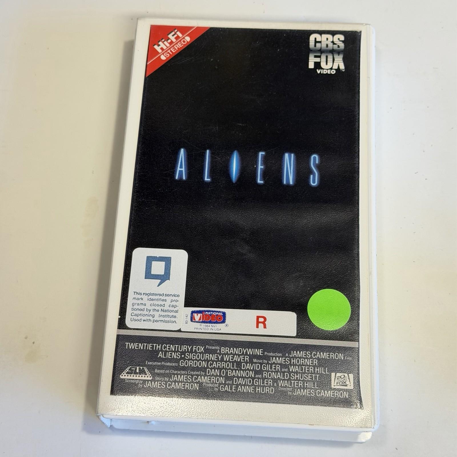 Aliens VHS CBS Fox Video White Clamshell Vintage Sci Fi Horror Rental