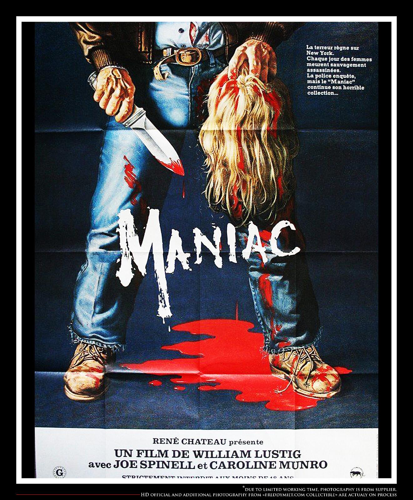 MANIAC B Horror Film French Grande Vintage Movie Poster Original 1980