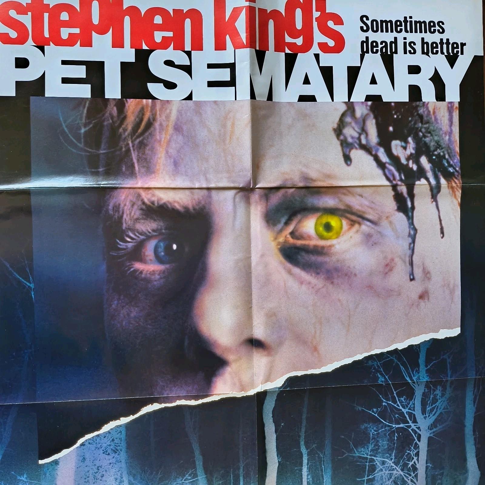 Pet Sematary 1989 Stephen King Original 24x37 Video Store Promo Poster Folded