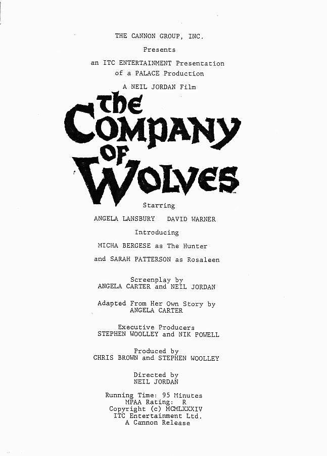 1984 THE COMPANY OF WOLVES press Kit - 9 photos, 37 pages of notes