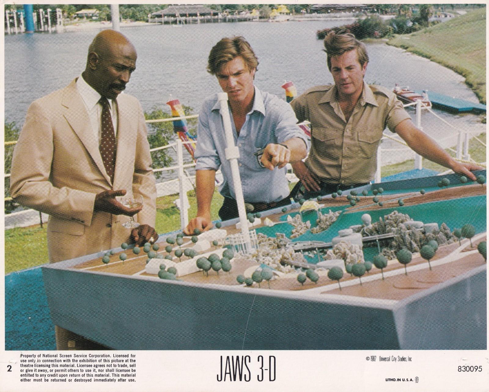 Original Lobby Card Jaws 3-D or Jaws 3 Louis Gossett & Dennis Quaid 1983
